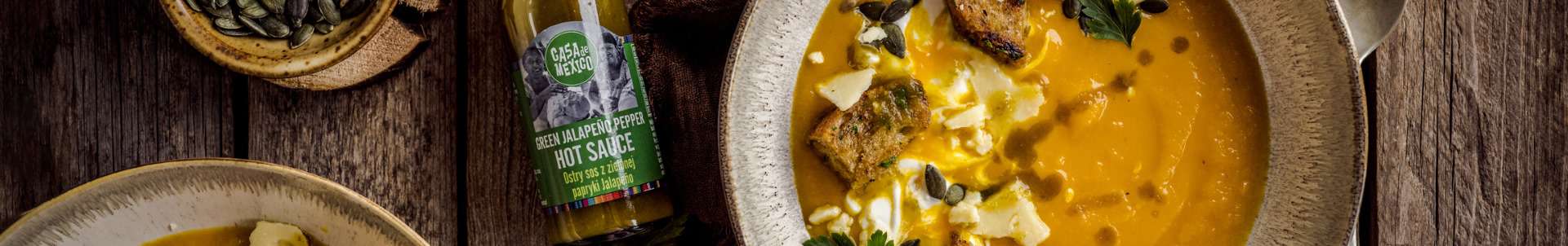 Zupa dyniowa z sosem z zielonej papryczki jalapeno Casa de Mexico Mientablog