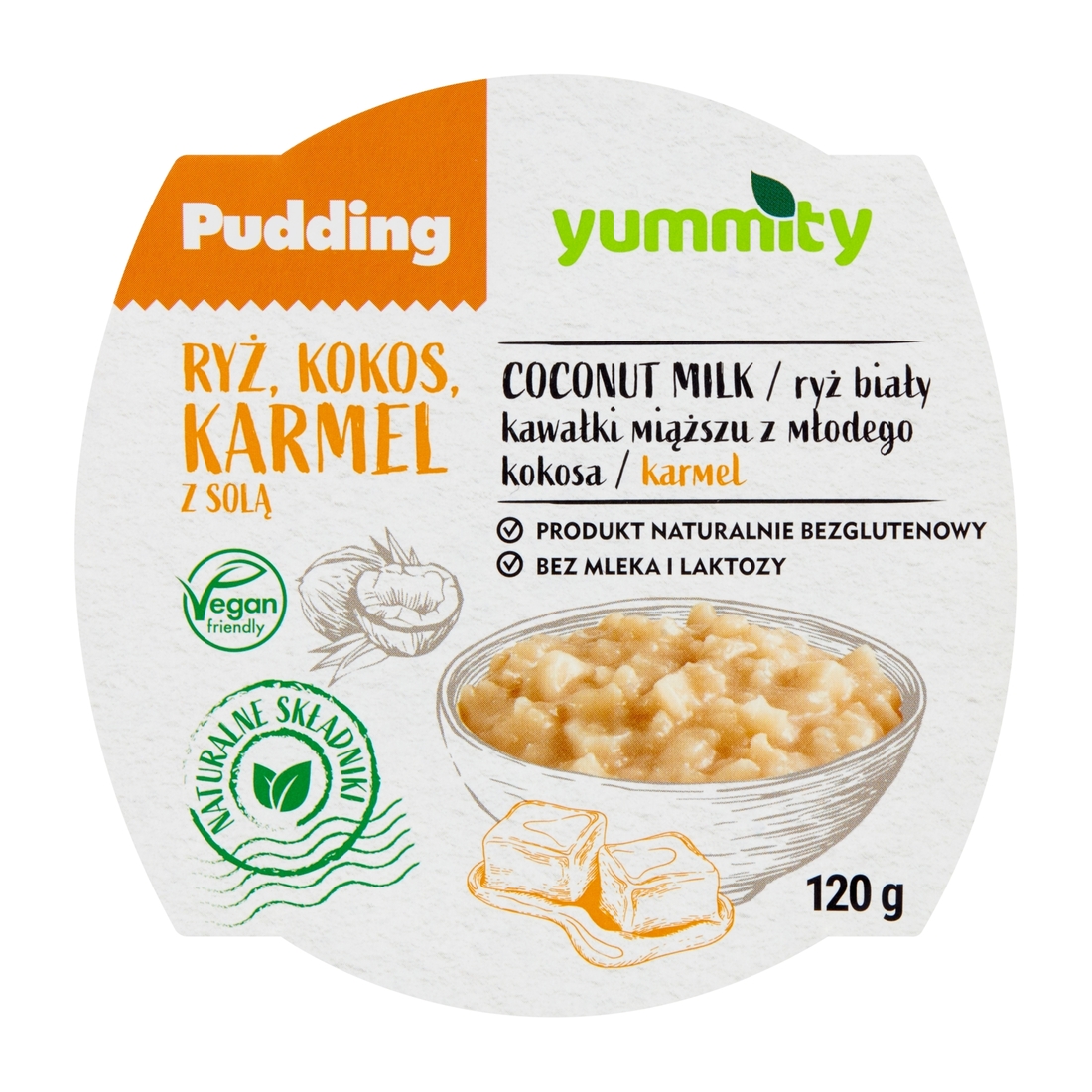 Bezglutenowy pudding ryżowy z kokosem i solonym karmelem 120 g Yummity