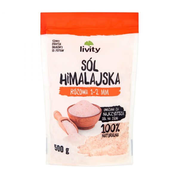 Sól himalajska różowa 1-2 mm 500g Livity Livity