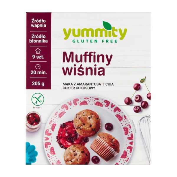Bezglutenowe muffiny wiśniowe 205g Yummity