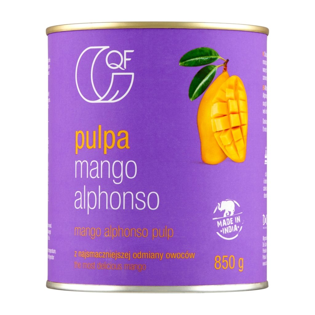 Pulpa z mango Alphonso bez dodatku cukru 850g QF Quality Food