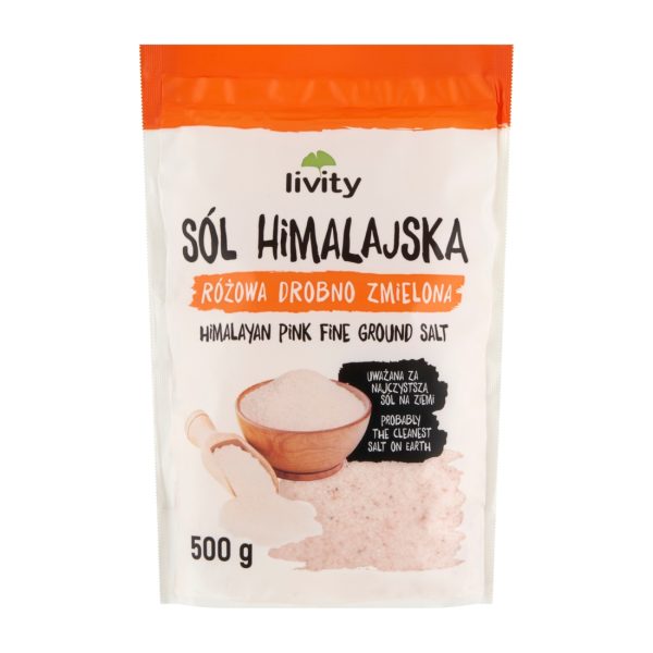 Sól himalajska różowa drobno zmielona doypack 500g Livity Livity