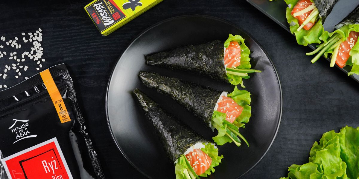 Temaki sushi z łososiem i pastą wasabi S&B wantabite_pl