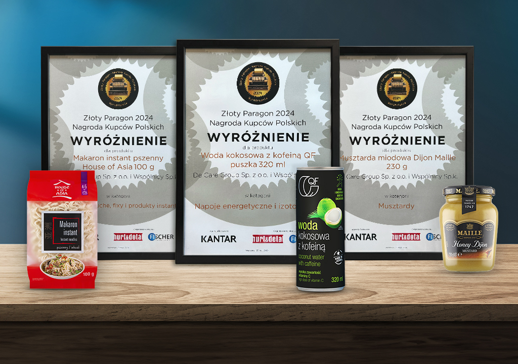 Produkty De Care wyróżnione w 14. edycji konkursu "Złoty Paragon – Nagroda Kupców Polskich"