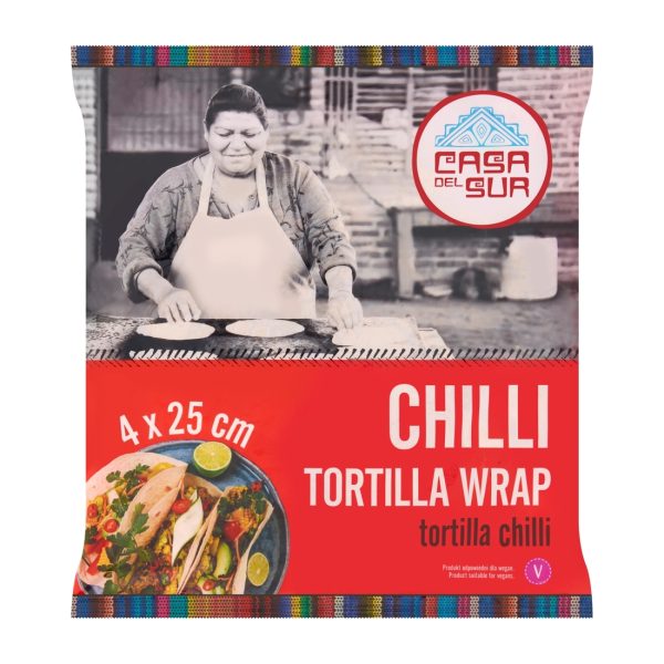 Tortilla Wrap chili 25 cm 4 szt. 240 g Casa del Sur !!! Krótka data:2025.08.25 Casa del Sur