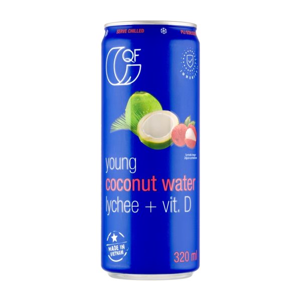 Woda kokosowa z liczi i witaminą D 320 ml QF Quality Food