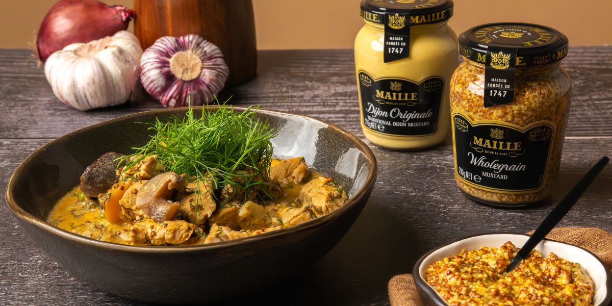 Gulasz z indyka z musztardą i grzybami decare