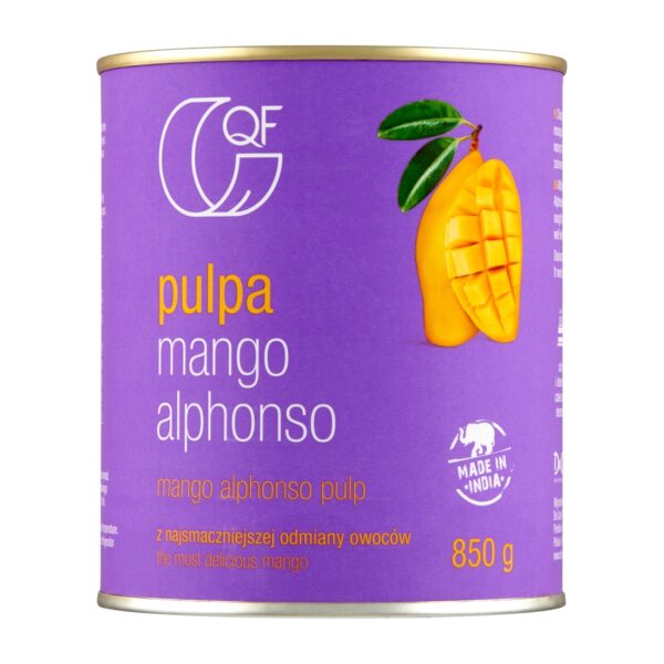 Pulpa z mango Alphonso bez dodatku cukru 850g QF !!! Krótka data:2026.05.27 Quality Food